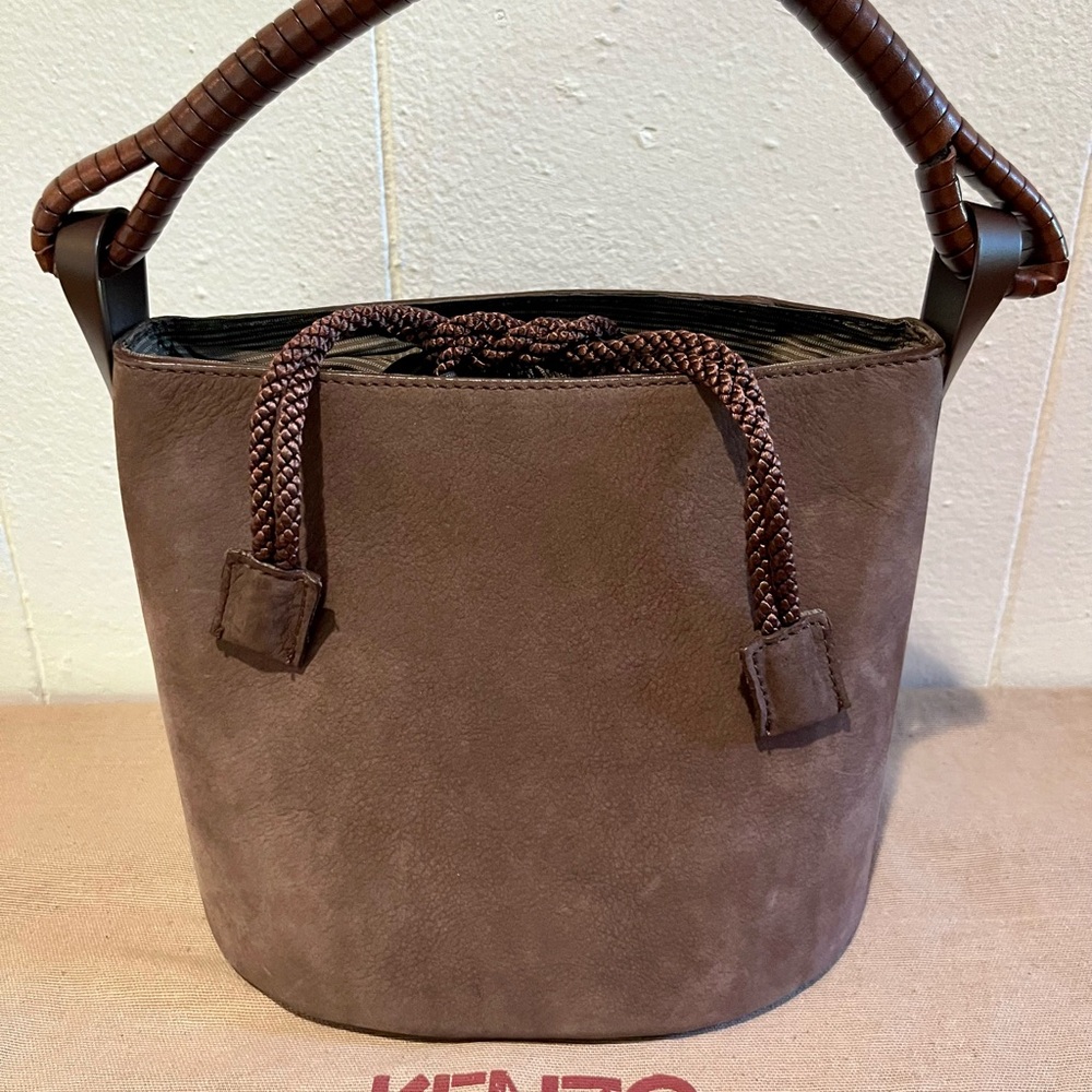 RARE Vintage KENZO  Dp Taupe  PAGADON Bucket bag first released Paris 1998